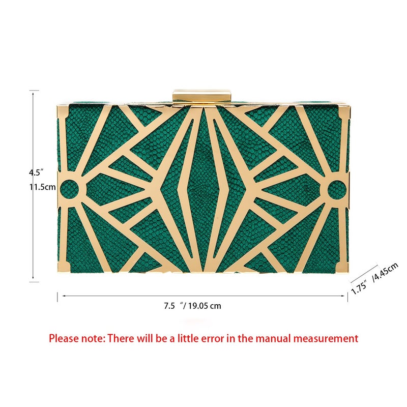 CARIEDO Women Evening Bag Elegant Clutch Purse Exquisite Velvet Metal Hollow out Handbags Prom Wedding Party (Green) - Image 2